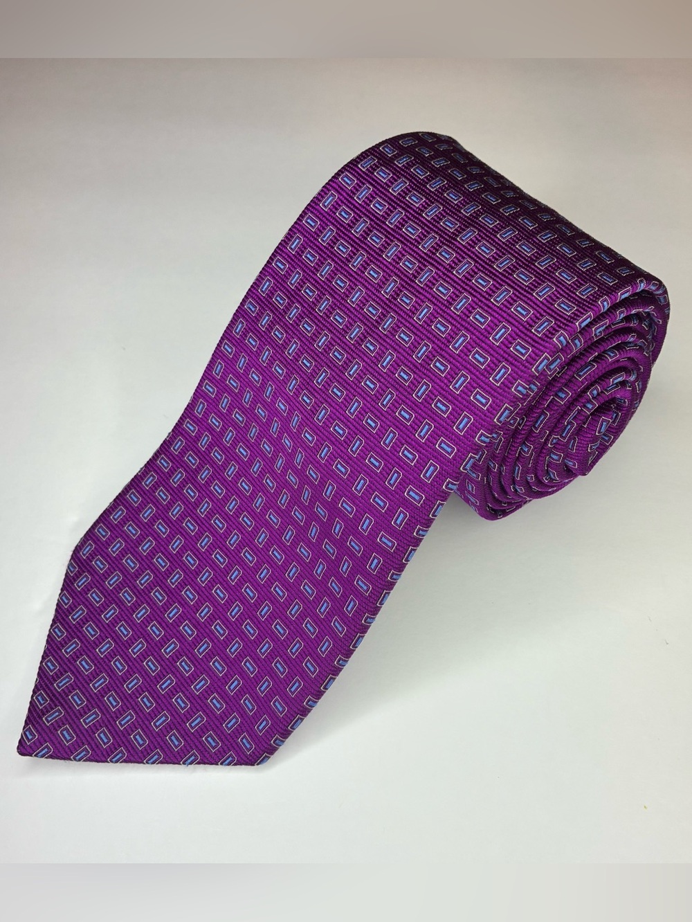 Brooks Brothers Makers Silk Tie Purple Geometric Woven Mens Necktie Made in USA